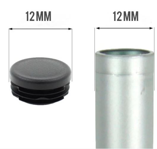 MODEL MT-111 SIZE 12 mm ROUND RIBBED INSERTS END CAPS FOR DESKS, TABLES & CHAIR LEGS