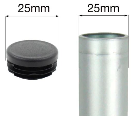 MODEL MT-103 SIZE 25MM ROUND RIBBED INSERTS END CAPS FOR DESKS, TABLES & CHAIR LEGS