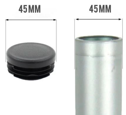 MODEL MT-112 SIZE 45 mm ROUND RIBBED INSERTS END CAPS FOR DESKS, TABLES & CHAIR LEGS