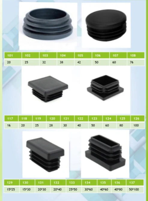 MODEL MT-107 SIZE 50MM ROUND RIBBED INSERTS END CAPS FOR DESKS, TABLES & CHAIR LEGS